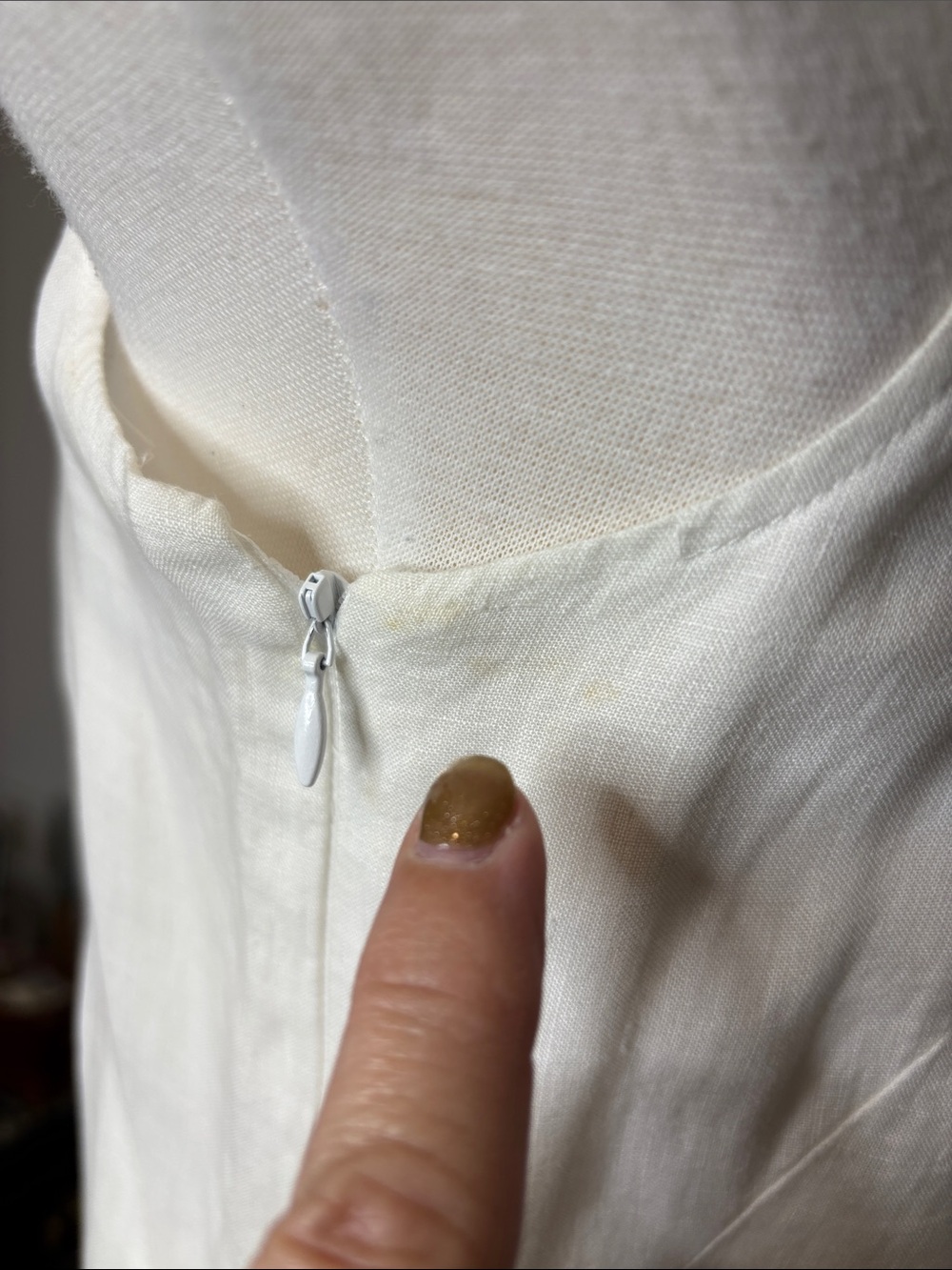 Eileen Fisher White Sleeveless Embellished Linen Mini Dress - Picture 7 of 11
